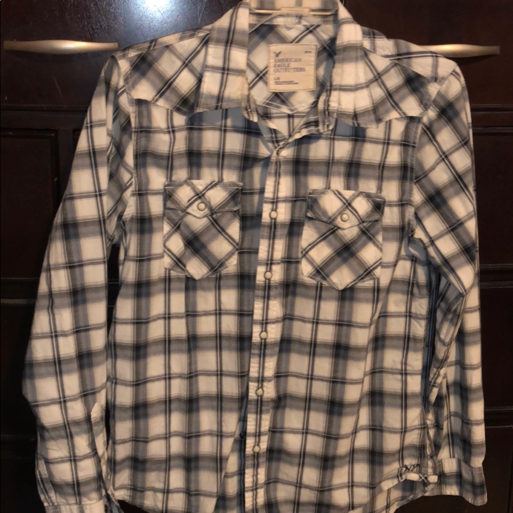 Navy and white flannel